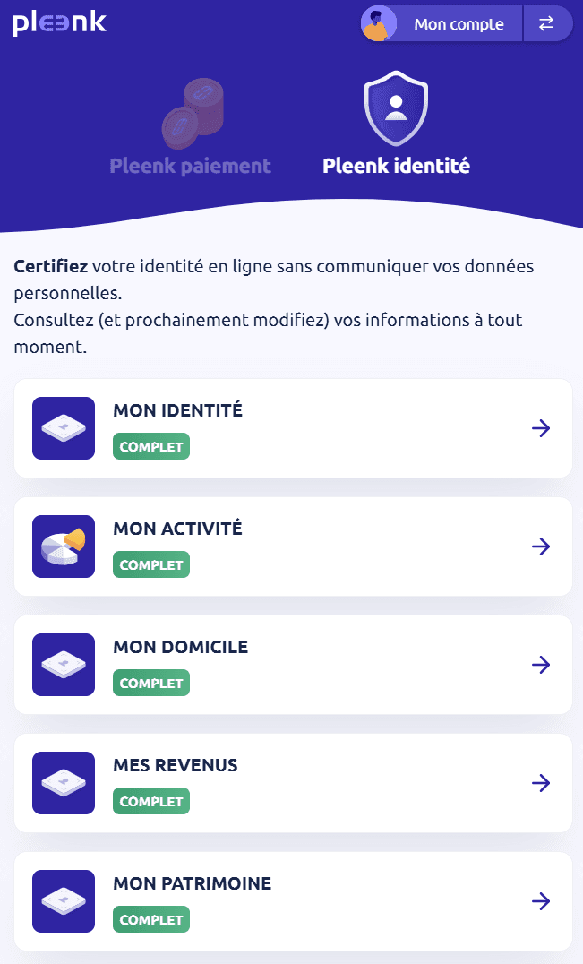 Ecran de Pleenk Identité